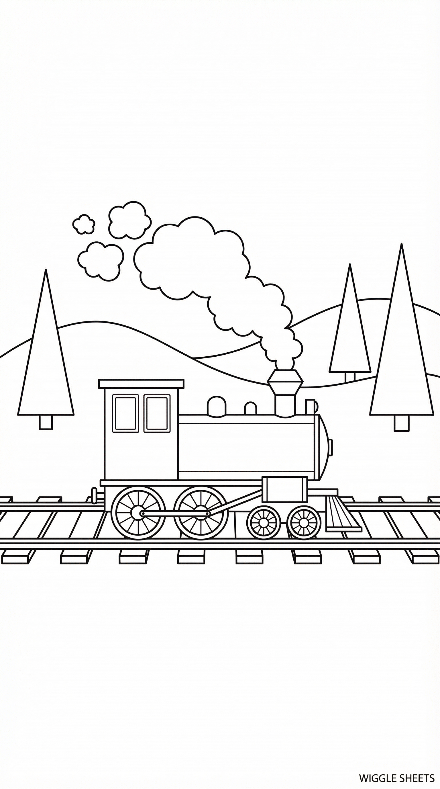Steam Train Tracks Coloring Page